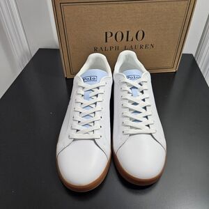 NIB Men's Polo Ralph Lauren Heritage Court lI Leather Sneaker White Size 10.5 M